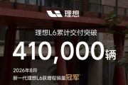 理想L6累计交付突破41万辆，8月获增程车型销量冠军